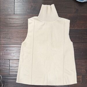 Zara Cream Sleeveless Turtleneck Top